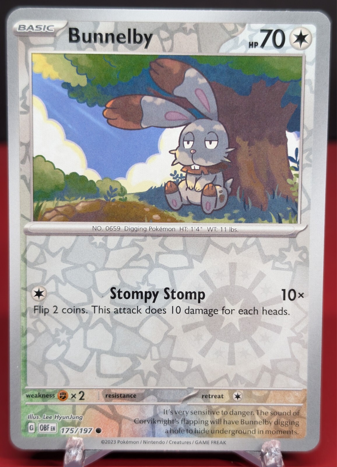 Pokemon Bunnelby #175/197 Obsidian Flames Reverse Holo