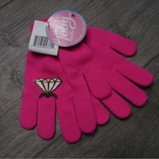 Girls Pink Gloves with Embroidered Ring