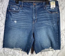 Terra & Sky Womens Plus Size 18W Distressed Denim Shorts With destructed Hem