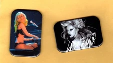 LADY GAGA     TWO  MAGNETS OR BUTTONS, PINBACK 2"X3" W/ ROUNDED CORNER