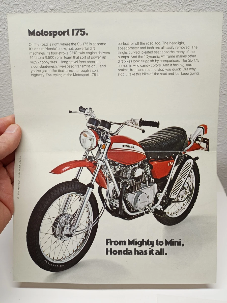 1970 HONDA MOTOSPORT 175 MOTORCYCLE SALES BROCHURE AD ORIGINAL SL175
