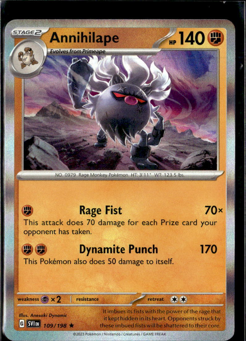 Pokemon Annihilape 109/198 Scarlet Violet Base Holo Rare 2 Card Lot