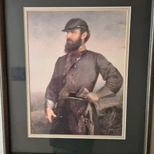 Confederate General Stonewall Jackson framed, matted & signed print under glass