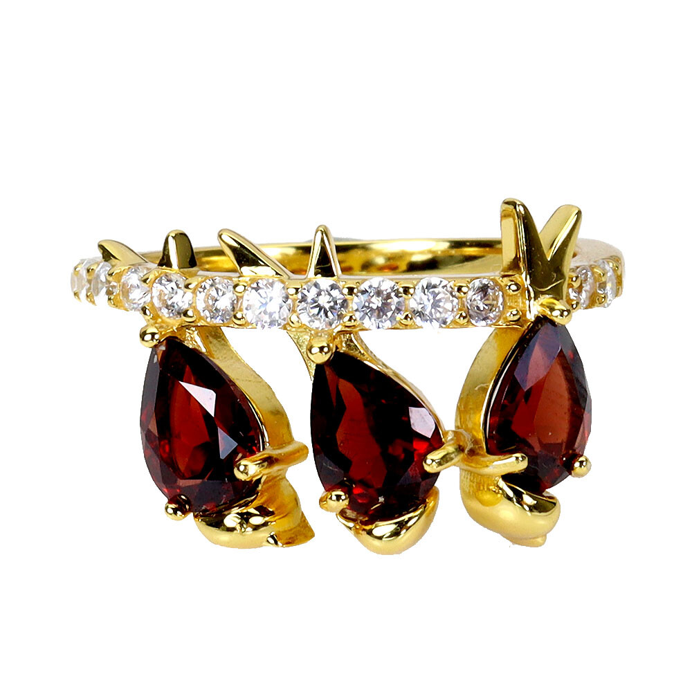 14k White Gold Genuine Pear Mozambique Garnet & Diamond Ring 14k White Gold Genuine Pear Mozambique Garnet & Diamond Ring