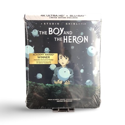 Shout! Factory THE BOY AND THE HERON 4K UHD + Blu-ray Steelbook Brand New Sealed