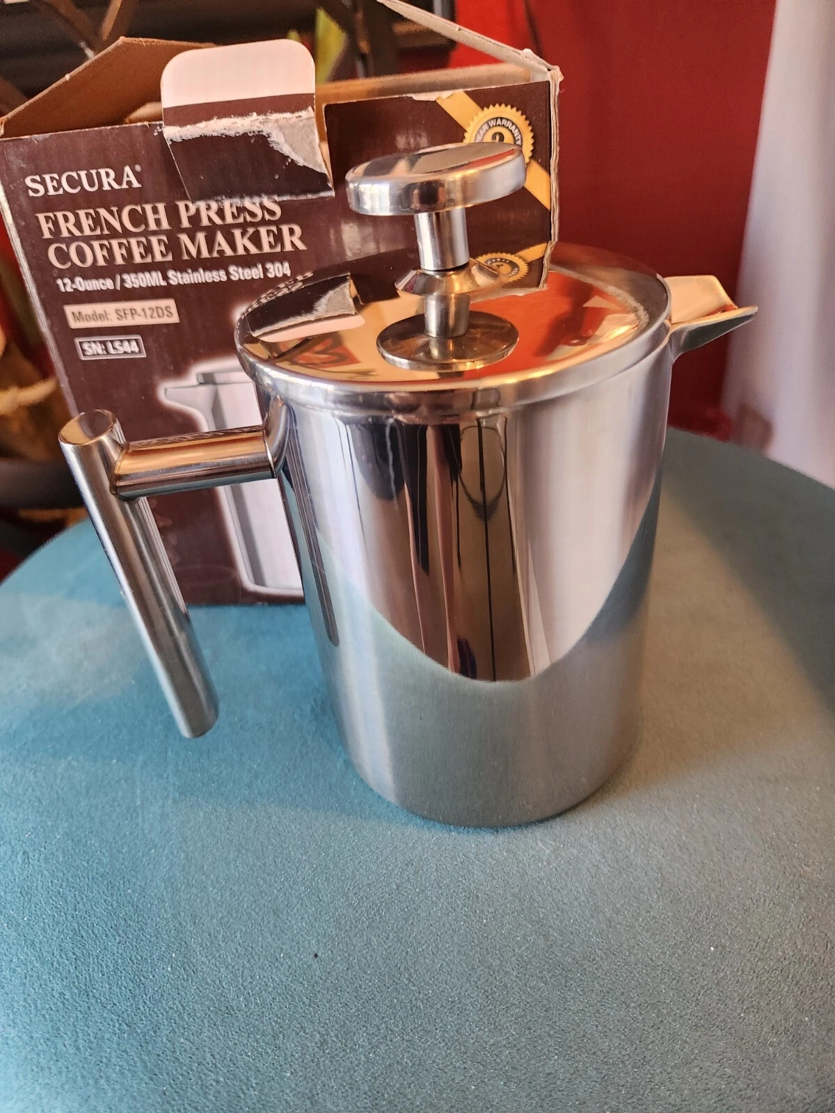 New Open Box SECURA ~ French Press Coffee Maker, 304 Grade Stainless Steel, 12oz