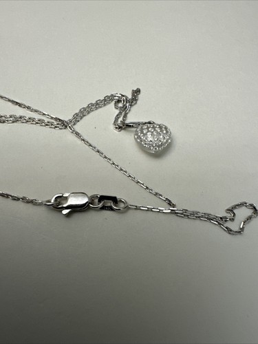 Solid White Gold 1/4 Carat Natural Diamond Necklace - Picture 6 of 12