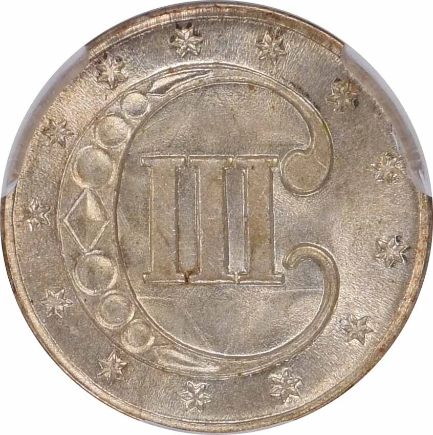 1852 Three Cent Silver MS65 CACG - Image 4 of 4