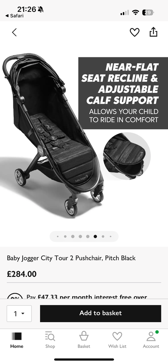 Baby Jogger Tour Single Compact Fold Stroller Black for sale