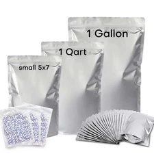 50-150 Stand Up Mylar Bags 8.7Mil w Oxygen Absorbers Zip Seal Food Storage Pouch