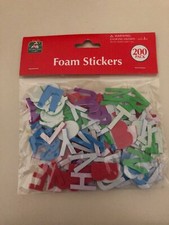 CRAFTERS SQUARE PEEL  STICK FOAM NUMBERS  LETTERS ASSORTED COLORS 200 PC NIP