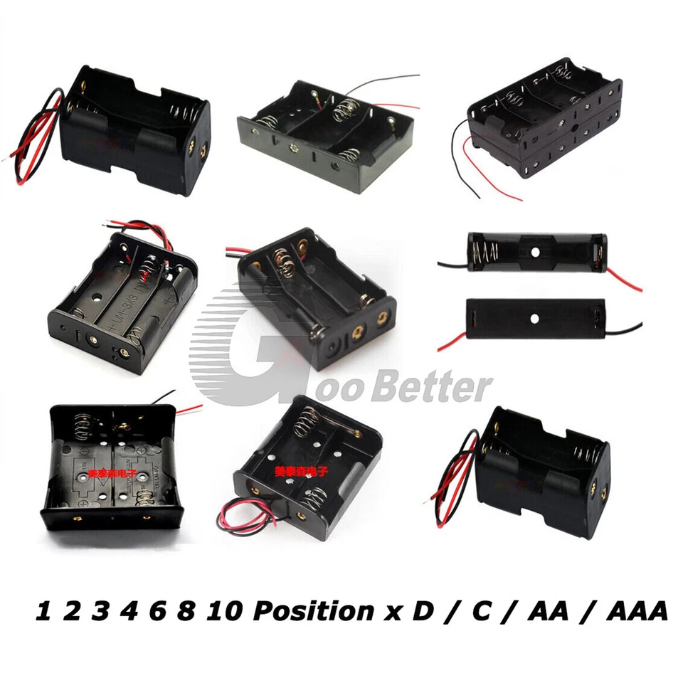 MARKENLOS Batteriehalter 1,2,3,4,6,8 Mignon D/C/AA/AAA Batterien Leitung Battery box case