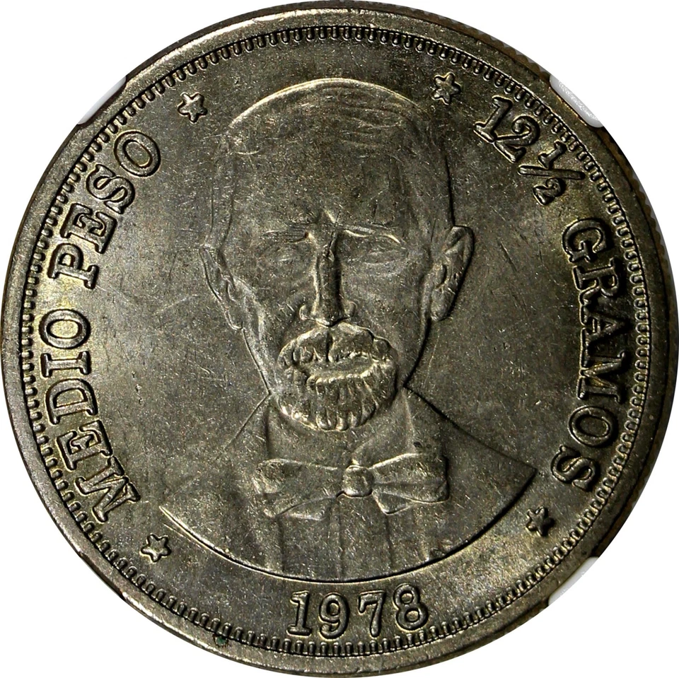 Dominican Republic Copper-Nickel 1978 1/2 Peso NGC MS63 Mintage-296,000 KM#52(0) - Image 4 of 4