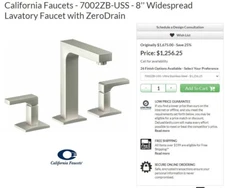 New california faucets cf-7002zb-uss solima ultra stainless zerodrain USA Made