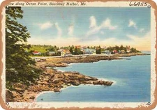 METAL SIGN - Maine Postcard - View along Ocean Point, Boothbay Harbor, Me.