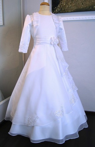 Kommunionkleid Bolero-Jacke Kommunionskleid Taufkleid Kerzenrock Tasche - Bild 12 von 19