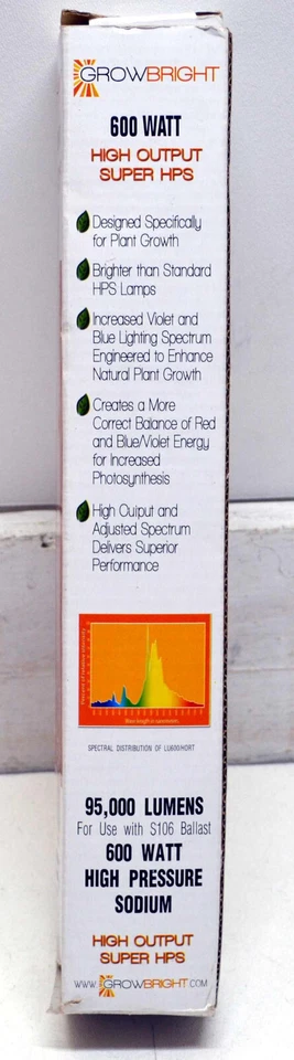 Growbright 600W High Performance Grow Lamp LU600/HORT 600W HPS Super HPS - Image 4 of 4