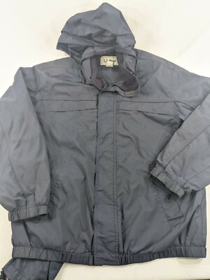 Vintage LL Bean Bug Out Hooded Parka Rain Jacket in a Bag Navy Blue Men Med Reg
