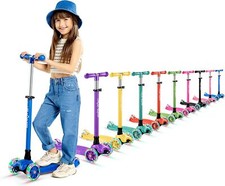 New Kids Scooter 3 Wheels, LED Lights, Adjustable Handlebar, Blue, 2025