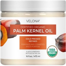 Velona USDA Certified Organic Palm Kernel Oil 2 FlOz-1 Gal Refined Cold Pressed