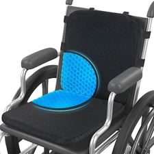 Gel Seat Cushion and Back Cushion for Wheelchair Long Sitting - Non-Slip Cover