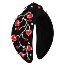NVENF Valentine's Day Hairband, Women Love Heart Headband Jeweled Crystal Red