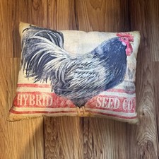 Rooster Throw Pillow Hybrid Seed Co. Rectangular Chicken Farm 13 X 17