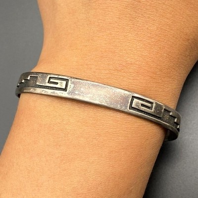 Vintage Hopi Native Whirlwind Raincloud Silver Bracelet Cuff 6-3/4''