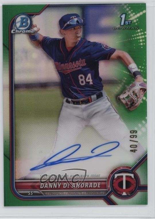 2022 Bowman Chrome Prospect Green Refractor 40/99 Danny De Andrade Auto 0l44