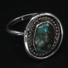 VTG Sterling Silver - NAVAJO Braided Turquoise Statement Ring Size 6 - 3.5g