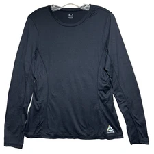 Reebok Underwear Top Women XL Black Long Sleeve Base Layer Logo Activewear