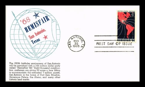 DR JIM STAMPS US COVER HEMISFAIR 68 SAN ANTONIO TEXAS FDC SCOTT 1340