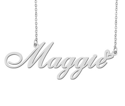 Edelstahl Silber Maggie Herz Name Halskette Charm Anhänger Schmuck für Mama