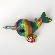 New Ty Beanie Boo Nori the Narwhal Unicorn Plush Toy Rainbow Multicolor Girl Kid