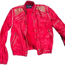 Michael Jackson Faux Leather Jacket "MJ Beat it" Red Size small