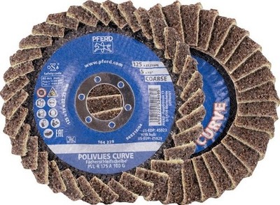 5 Stk. Pferd Tools Fächerscheibe POLIVLIES-CURVE PVL-R D.125mm K.100 Korund A