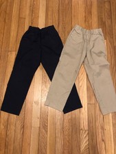 boys size 7 uniform pants set navy and khaki elastic waistband