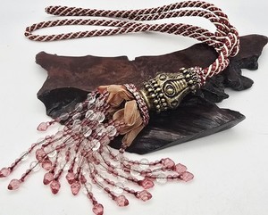 Tassel Beaded Braided Rope Drapery Curtain Tieback ~Decor Valentine's Day