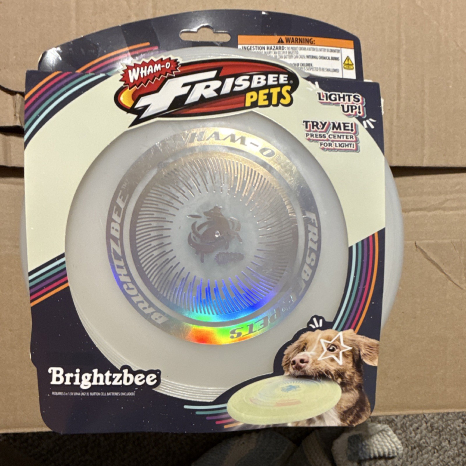 Wham-O Frisbee Brightzbee Lights Up Flying Disc Pet Fetch Light-Up Dog Toy