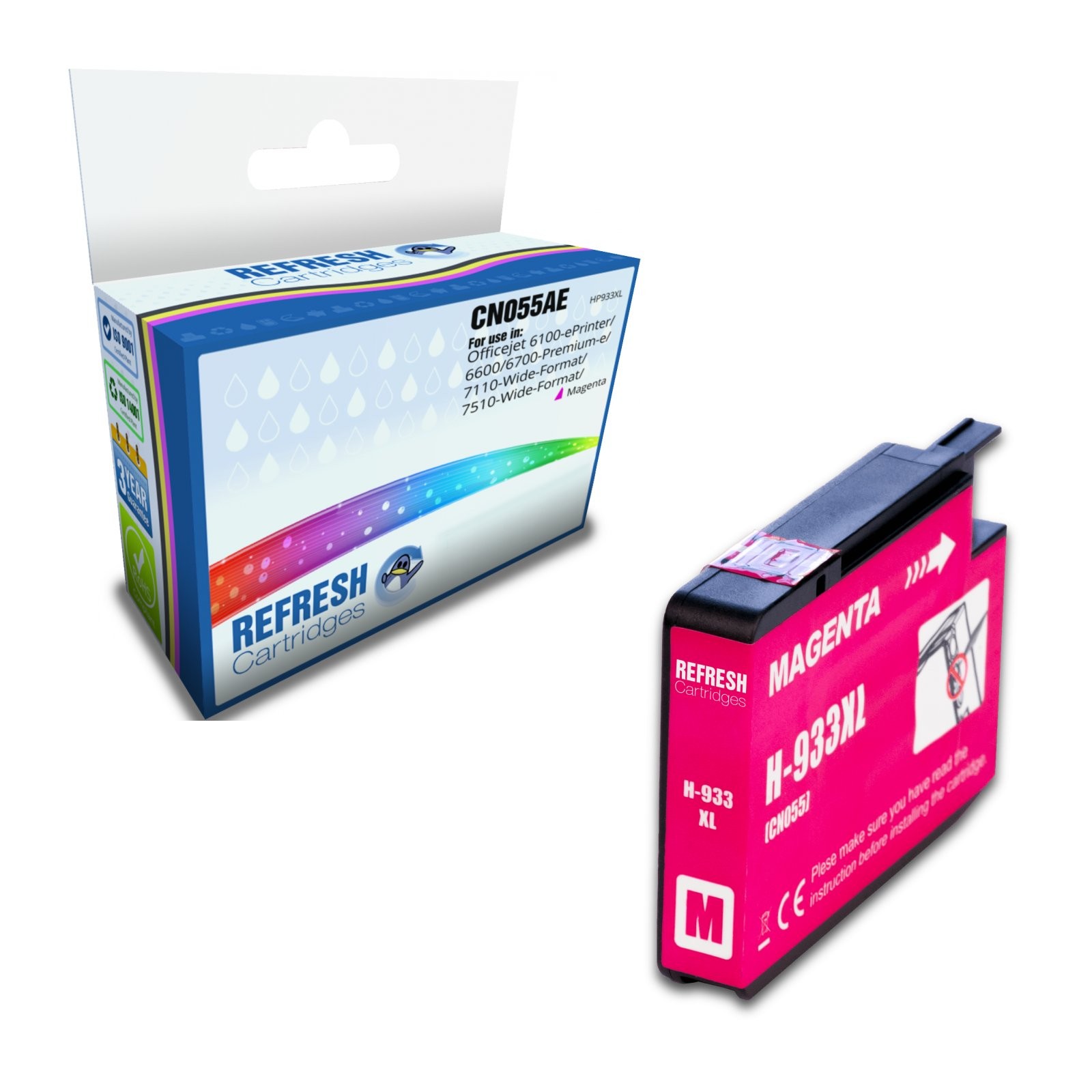 Refresh Cartridges Magenta 933XL/CN055AE Ink Compatible With HP Printers