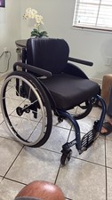TiLite Manual Wheelchair Black Blue Detachable Footrests Padded Armrest