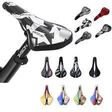 ENLEE Bike PU Leather / Carbon Firber Saddle Seat Road Bike Breathable Cushion