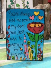 Quadro citazione mago di oz originale arte popolare fiore legno segno cuore regalo 7x5"