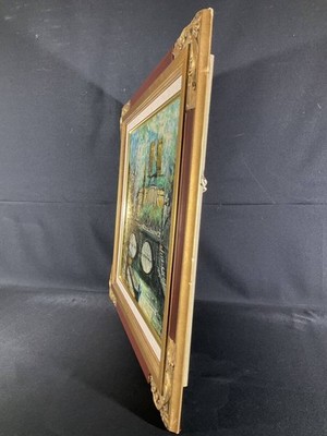 Luigi Bassini Oil Painting Paris Seine River Notre Dame Landscape