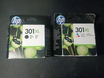 Lot 2 Cartouches d'encres HP - 301 XL Noir / Black et 301 XL Tri-color - Photo 1/4
