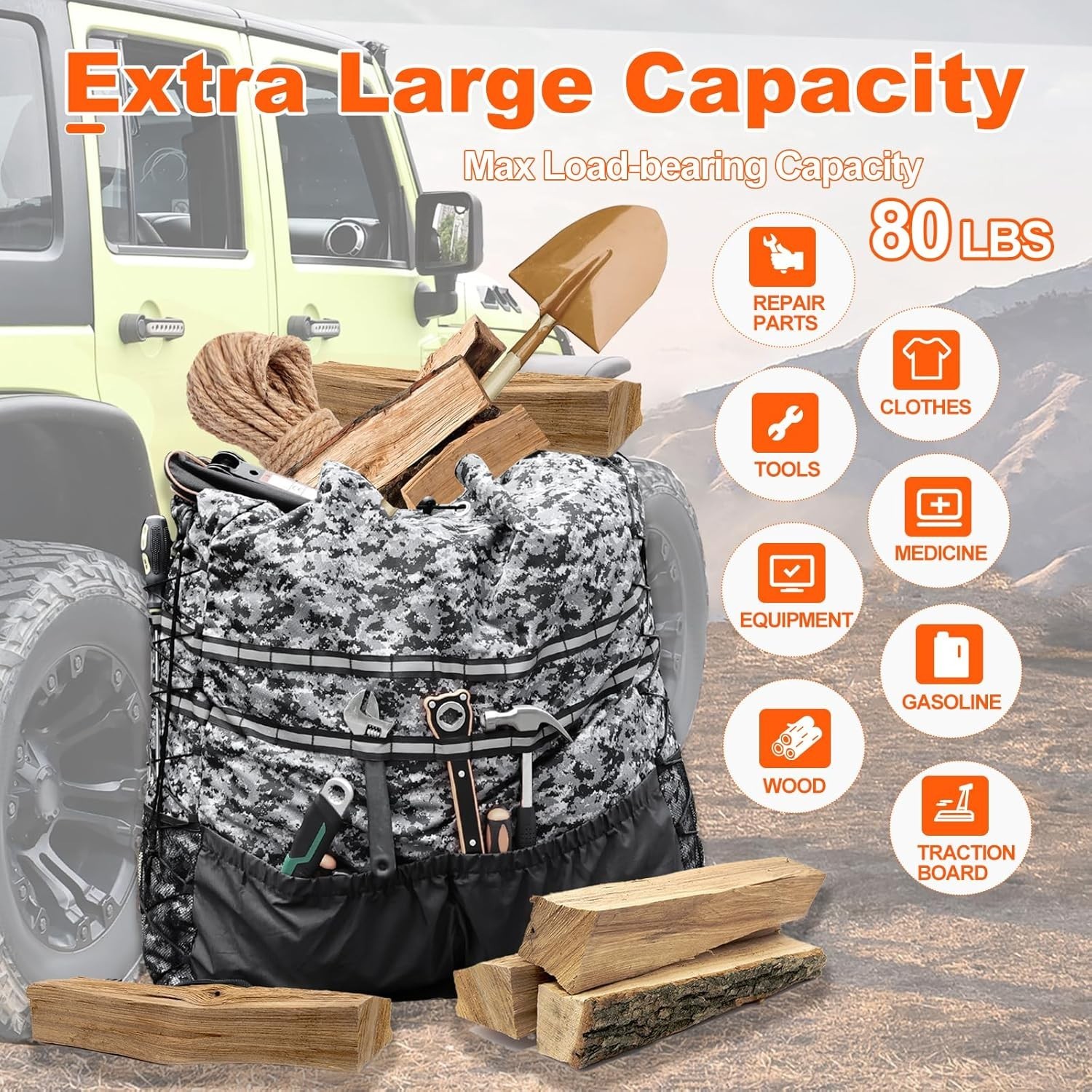 Spare Tire Trash Bag Offroad Heavy Duty Storage Bag Truck Tailgate Compatible wi