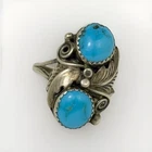 “RJ” Signed Vintage Native American 925 Silver & Turquoise Ring, Size 9