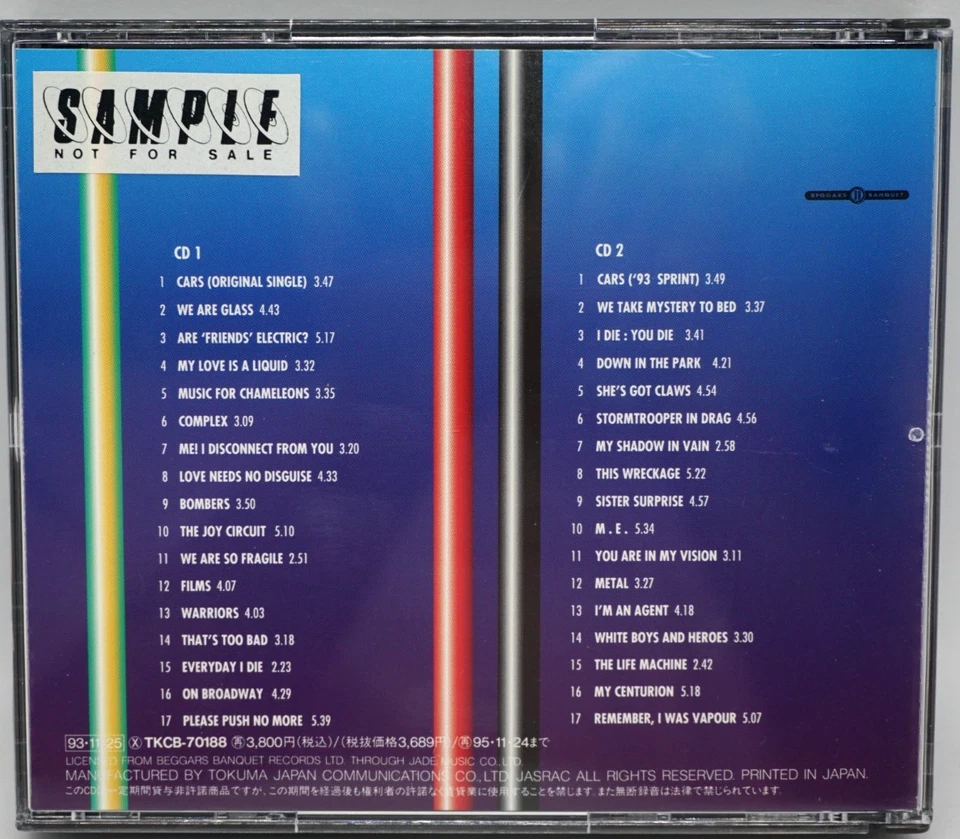 Gary Numan : THE BEST OF 2CD Album (JAPAN 1993 PRESS) - PROMO COPY - RARE !! - Image 2 of 4