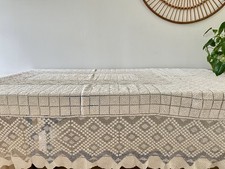 Antique Heirloom Crocheted Tablecloth - Cream Color - Hand Made