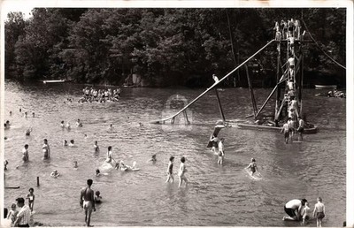 Swimming Lake Slide Dietz Lake Centerpoint U29 RPPC Photo Postcard COPY